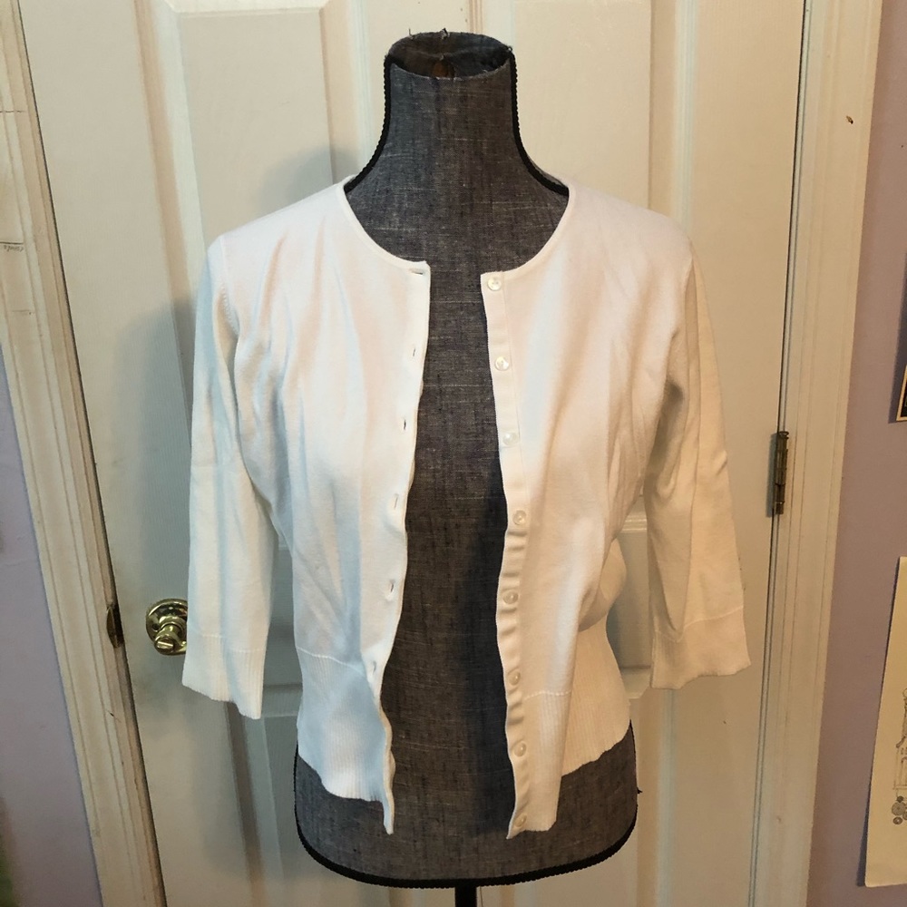 white cardigan